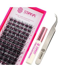 DIY Lash Extension Kit at Home, 72pcs Eyelash Extension Kit Individual Lashes Kit Natural Eyelashes Kit Lash Clusters Kit with Glue and Tweezers Wispy Lash Clusters D Curl Lily Lash Kit 8-15mm