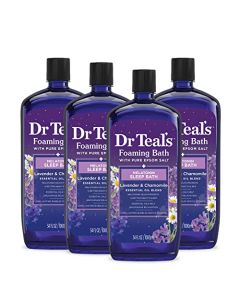 Dr Teal's Foaming Bath with Pure Epsom Salt, Melatonin Sleep Soak with Essential Oil Blend, 34 fl oz (Pack of 4) (Packaging May Vary)