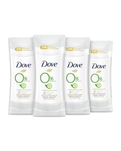 Dove 0% Aluminum Deodorant 24 Hours Odor Protection Cucumber and Green Tea with ¼ Moisturizers and 0% Alcohol, 2.6 Ounce (Pack of 4)