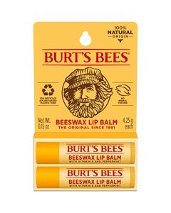 Burt's Bees Moisturizing Lip Care, for All Day Hydration, 100% Natural, Original Beeswax with Vitamin E & Peppermint Oil (2 Pack)