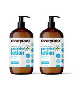 Everyone Nourishing Hand and Body Lotion, 32 Ounce (Pack of 2), Unscented, Plant-Based Lotion with Pure Essential Oils, Coconut Oil, Aloe Vera and Vitamin E