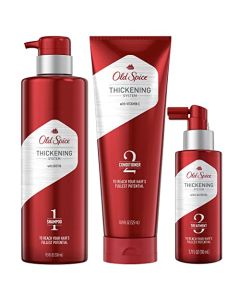 Old Spice Hair Thickening Bundle For Men, Biotin Shampoo, Vitamin C Conditioner, and Castor Oil Treatment
