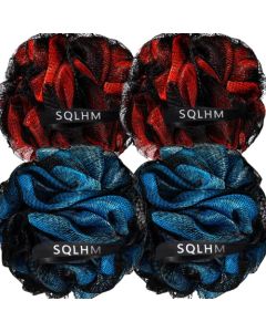 Loofah Bath Sponge 75g Soft Loofah Extra Large Mesh Body Pad-Women's and Men's Loofah Sponge -4/PCS Full Cleansing Foam Soothing Facial and Body Exfoliation