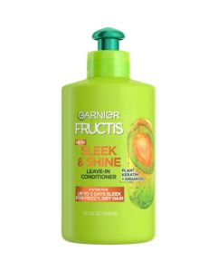 Garnier Fructis Sleek & Shine Leave-In Conditioning Cream for Frizzy, Dry Hair, Plant Keratin + Argan Oil, 10.2 Fl Oz, 1 Count (Packaging May Vary)