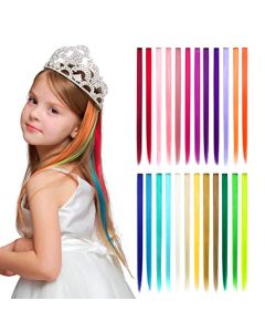 Dreamlover Clip in Hair Extensions for Kids, Colored Hair Extensions for Girls, Rainbow Hair Extensions, 24 Pieces