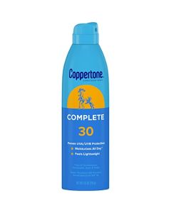 Coppertone COMPLETE SPF 30 Sunscreen Spray, Lightweight, Moisturizing Sunscreen, Water Resistant Spray Sunscreen SPF 30, 5.5 Oz Spray