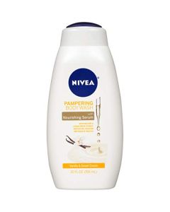 NIVEA Vanilla and Sweet Cream Pampering Body Wash with Nourishing Serum, 20 Fl Oz Bottle