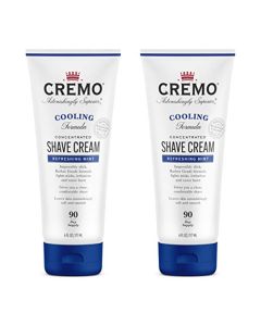 Cremo Barber Grade Cooling Shave Cream, Astonishingly Superior Ultra-Slick Shaving Cream Fights Nicks, Cuts And Razor Burn, 6 Fl Oz (2 Pack), WHITE