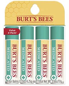 Burt's Bees Lip Balm Easter Basket Stuffers, Moisturizing Lip Care for Dry Chapped Lips, All Natural, Medicated with Menthol & Eucalyptus (4 Pack)
