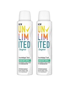Degree Unlimited Antiperspirant Deodorant Dry Spray Fresh 2 Count Long-Lasting Sweat & Odor Protection with Antiperspirant Technology SmartAdapt Tech 3.8 oz