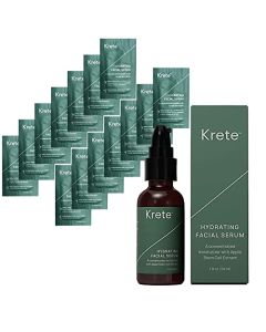 KRETE Hydrating Facial Serum - Moisturize, Smooth, Hydrate, & Protect Your Skin In 30-Seconds, Oil-Free, All Skin Types with Apple Stem Cell Extract & Hyaluronic Acid - 1 fl oz with 14-Day Travel Packs