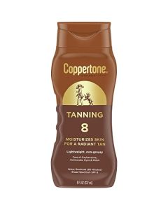 Coppertone Tanning Sunscreen Lotion, Water Resistant Body Sunscreen SPF 8, Broad Spectrum SPF 8 Sunscreen, 8 Fl Oz Bottle