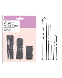 Diane Hair Pins for Women Bulk Pack of 100 Assorted Sizes Jumbo 3, Large 2.5, Medium / Small 1.75 - Black, Crimped Design with Ball Tips, D475-100 Count(Pack of 1)