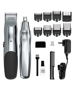 Wahl Groomsman Rechargeable Beard Trimming kit for Mustaches, Nose Hair, and Light Detailing and Grooming with Bonus Wet/Dry Electric Nose Trimmer – Model 5622v