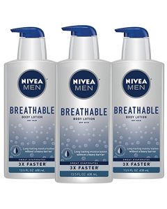 Nivea Men Breathable Body Lotion, 48 Hour Hydrating Lotion, 3 Pack of 13.5 Fl Oz Bottles