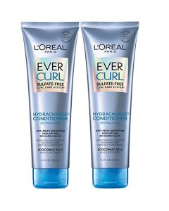 L'Oreal Paris EverCurl Sulfate Free Shampoo and Conditioner Kit for Curly Hair, Lightweight, Anti-Frizz Hydration, Gentle on Curls, with Coconut Oil, 8.5 Ounce, Set of 2 (Packaging May Vary)