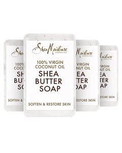 SheaMoisture Shea Butter Soap for All Skin Types 100 percent Virgin Coconut Oil Cruelty Free Skin Care 8 oz 4 Count