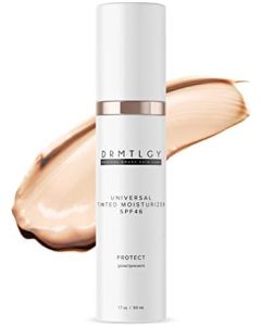 DRMTLGY Tinted Moisturizer with SPF 46. Universal Tint. All-In-One Face Sunscreen and Foundation with Broad Spectrum Protection Against UVA and UVB Rays. 1.7 oz